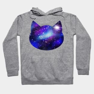 Womens Galaxy Cat Head Silhouette Hoodie